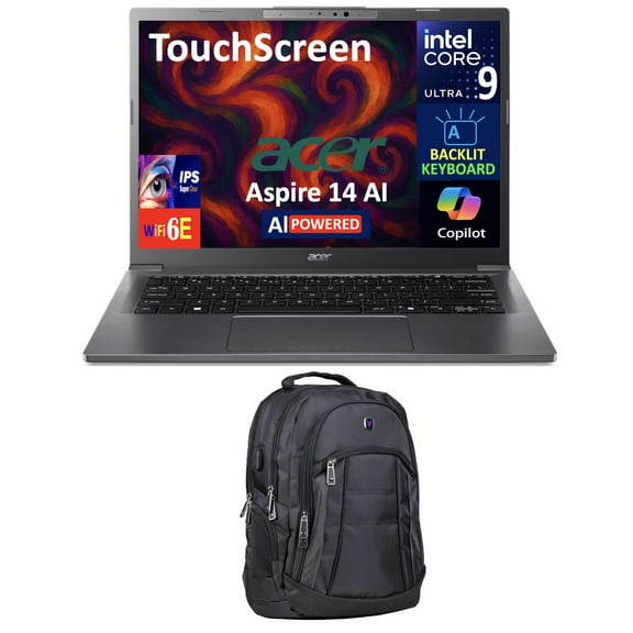 Acer Aspire Creator Laptop 14.0in Touchscreen IPS WUXGA Display (Intel Ultra 9-288V, 32GB LPDDR5X, 1TB PCIe SSD, Intel Arc 140V, Backlit KB, 2 Thunderbolt 4, WiFi 6E, Win 11 Pro) w/Premium Backpack