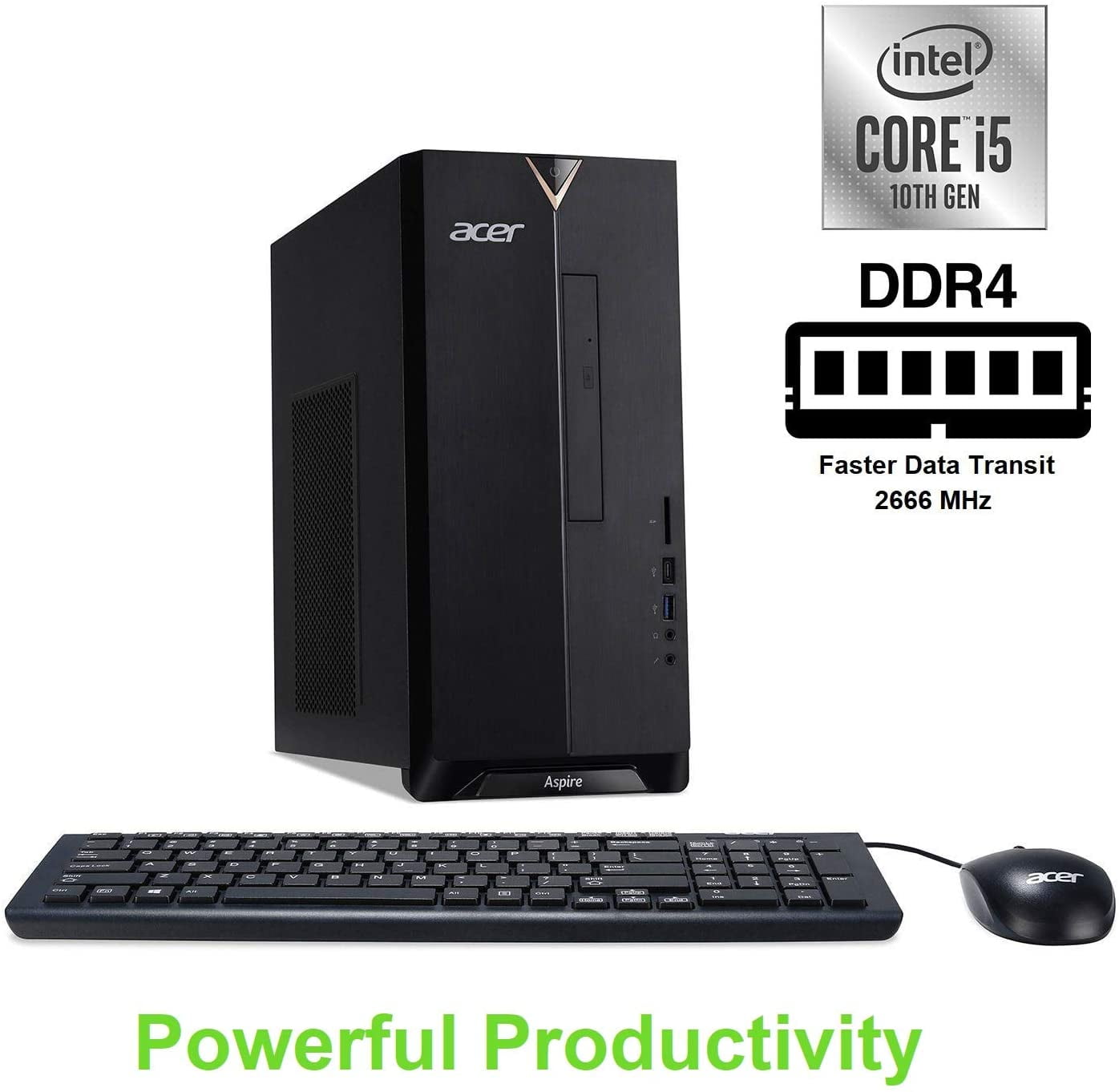 Acer Aspire Desktop, Intel Core i5, 12GB RAM, 512GB SSD, Wi