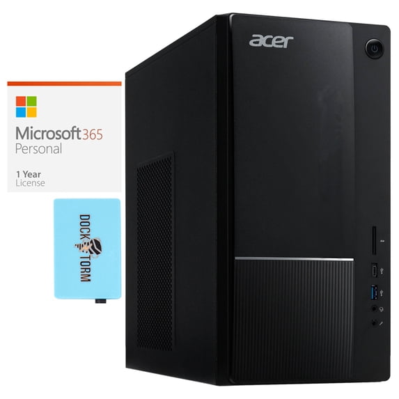 Acer Aspire Home/Business Desktop (Intel i5-14400 10-Core, Intel UHD 730, 16GB DDR5 4800MHz RAM, 512GB PCIe SSD + 1TB HDD (3.5), Wifi, Win 11 Home) with Microsoft 365 Personal , Dockztorm Hub
