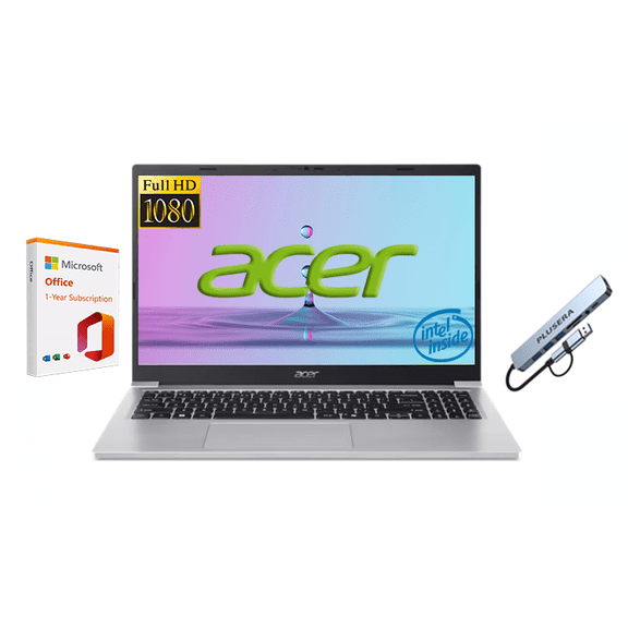 Acer Aspire Lite 15.6" FHD Business & Student Laptop with 1-Year Office 365, Intel Quad-Core Processor, 16GB RAM 1TB Storage (512GB SSD+512GB SD Card), Win11 Pro, NLY Docking Station, Light Silver