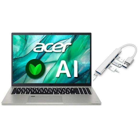 Acer Aspire Vero 16" WQXGA Eco-Friendly Laptop| Intel Core Ultra 7 155U| Integrated Intel Graphics | Copilot |Backlit | Gray | 16GB RAM DDR5 | 512GB SSD |Windows 11 Home |Bundle with USB 3.0 Hub