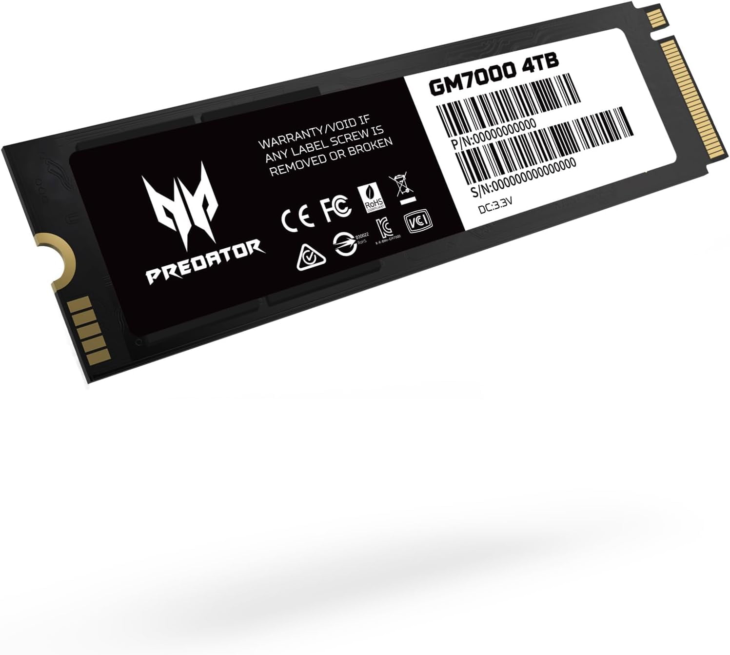 Acer BL.9BWWR.107 Predator GM7000 4TB NVMe Gen4 Gaming SSD, M.2 2280, Compatible with PS5, PCIe 4.0 Up to 7400MB/s