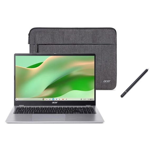 Acer Chromebook 15.6 Full HD (1920 x1080)touch Laptop|Intel Processor N50|Intel UHD Graphics|Sleeve|Silver| 8GB RAM | 128GB SSD |Chrome OS |Bundle with Stylus Pen