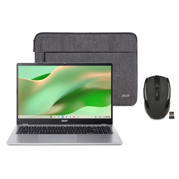Acer Chromebook 15.6 Full HD (1920 x1080)touch Laptop|Intel Processor N50|Intel UHD Graphics|Sleeve|Silver| 8GB RAM | 128GB SSD |Chrome OS |Bundle with Wireless Mouse