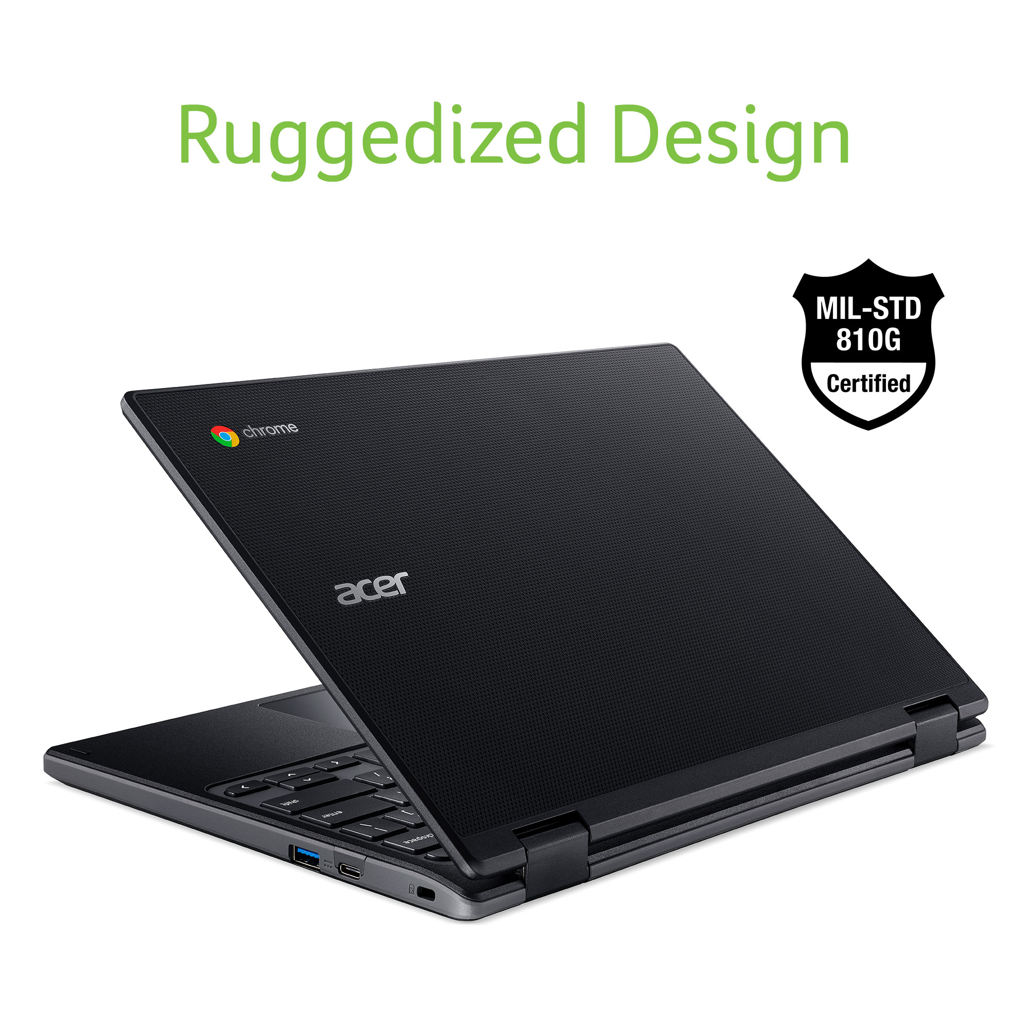Acer Chromebook 311 CB311-10H-41M9, Military Standard (MIL-STD 810G) impact-resistant body; AMD A-Series Dual-Core A4-9120C, 11.6" HD, 4GB DDR4, 64GB eMMC, 802.11ac WiFi 5, Bluetooth 4.2, Chrome OS - image 1 of 5