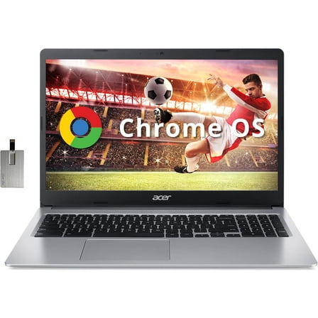 Acer Chromebook 315, 15.6" HD Anti-Glare Display, Intel Celeron N4000, 4GB LPDDR4 RAM, 32GB eMMC, Intel UHD Graphics 600, Numeric Keypad, WiFi 5, HD Webcam, Chrome OS, Silver, 32GB Hotface USB Card