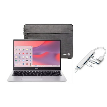 Acer Chromebook 315 15.6” HD Laptop | Intel Pentium N6000 1.1GHz|Intel UHD Graphics | 720p webcam | Sleeve | Silver | 4GB RAM | 128GB SSD | Chrome OS | Bundle with USB 3.0 Hub