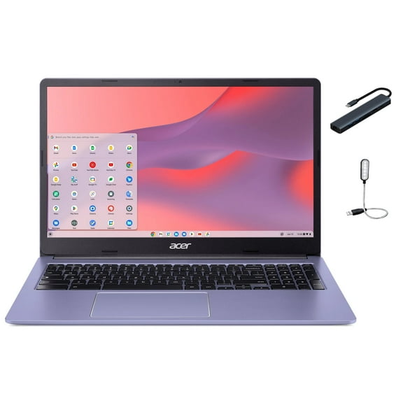 Acer Chromebook 315 15.6 inch Laptop, Intel Processor N4500, 1.1 GHz, 4GB RAM, 64GB eMMC, Chrome OS, Proctective Sleeve Included, Moonstone Purple with Mazepoly Accessories