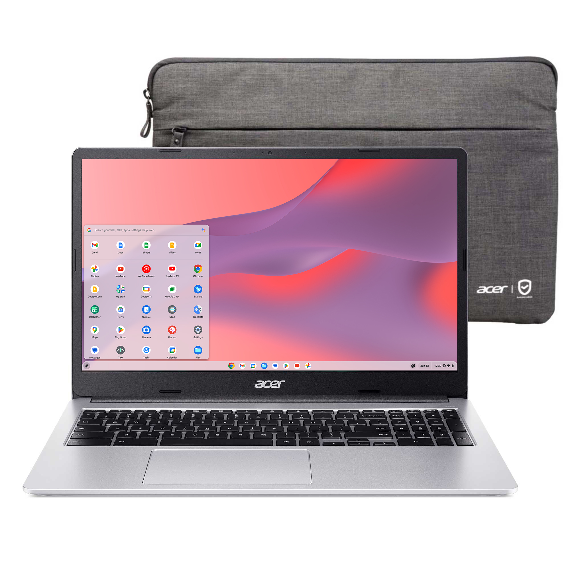 Acer Chromebook 315 15.6 inch Laptop Intel Processor N4500 4GB RAM 64GB eMMC Pure Silver (2023) - image 1 of 9