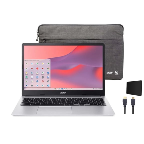Acer Chromebook 315 Laptop, 15.6'' FHD IPS Display, Intel Celeron N4500 Processor, 4GB RAM, 64GB eMMC, Pure Silver, Chrome OS, Wi-Fi 6, Protective Sleeve Included + Mazepoly Accessories