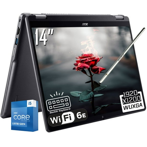 Acer Chromebook Plus Spin 514 2-in-1 Laptop, 14" WUXGA 1920 x 1200 LED-backlit IPS Touchscreen, Intel Core i5-1334U, Wi-Fi 6E, FHD Camera, Stylus Pen, Chrome OS (8GB DDR5 RAM - 512GB SSD)