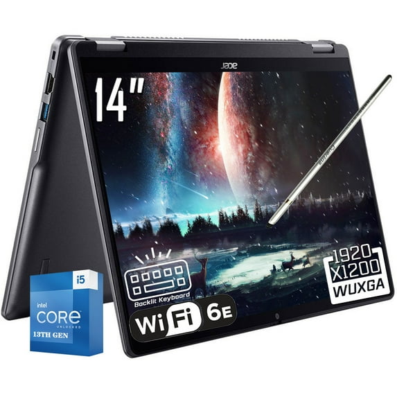 Acer Chromebook Plus Spin 514 2-in-1 Laptop, 14" WUXGA 1920 x 1200 LED-backlit IPS Touchscreen, Intel Core i5-1334U, Wi-Fi 6E, FHD Camera, Stylus Pen, Chrome OS (8GB DDR5 RAM / 512GB SSD)