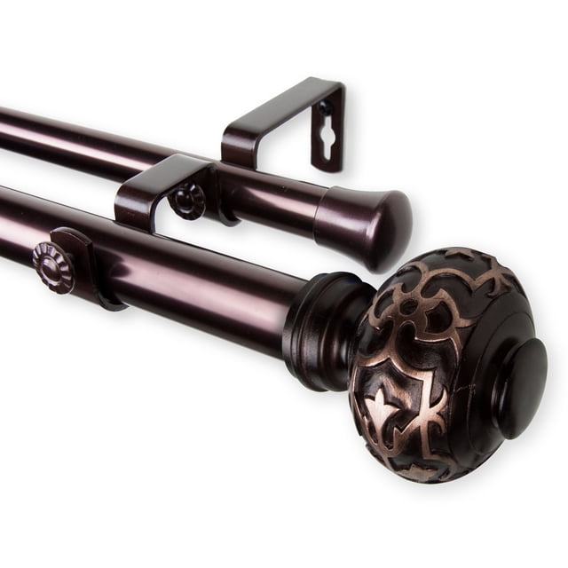 Acer Double Curtain Rod 1" OD 48-84 inch - Bronze