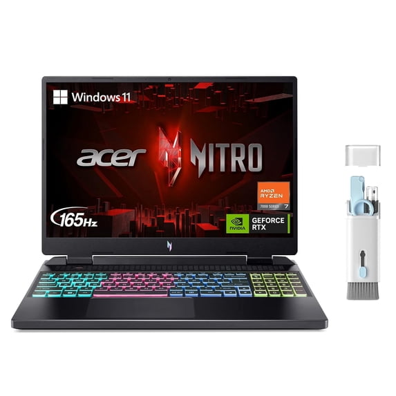 Acer Nitro 17 Gaming Laptop, 17.3" QHD Display, AMD Ryzen 7-7840HS(8 Cores), 16GB DDR5 RAM, 1TB SSD, NVIDIA GeForce RTX 4060, Backlit Keyboard, Windows 11 Home, Bundle With Cefesfy Cleaning Brush