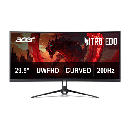 Acer Nitro 29.5 Curved UWFHD (2560 x 1080) 200Hz 1800R Curved Gaming Monitor, Black, ED300C XWBMIIPPX, New