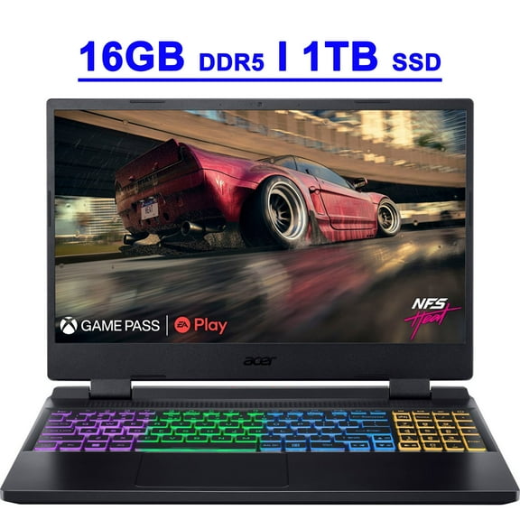 Acer Nitro 5 15 Premium Gaming Laptop 15.6" QHD IPS 165Hz Display AMD Octa-core Ryzen 7 6800H Processor 16GB DDR5 1TB SSD NVIDIA GeForce RTX 3070 Ti 8GB Graphic RGB Backlit HDMI USB-C Win11 Black