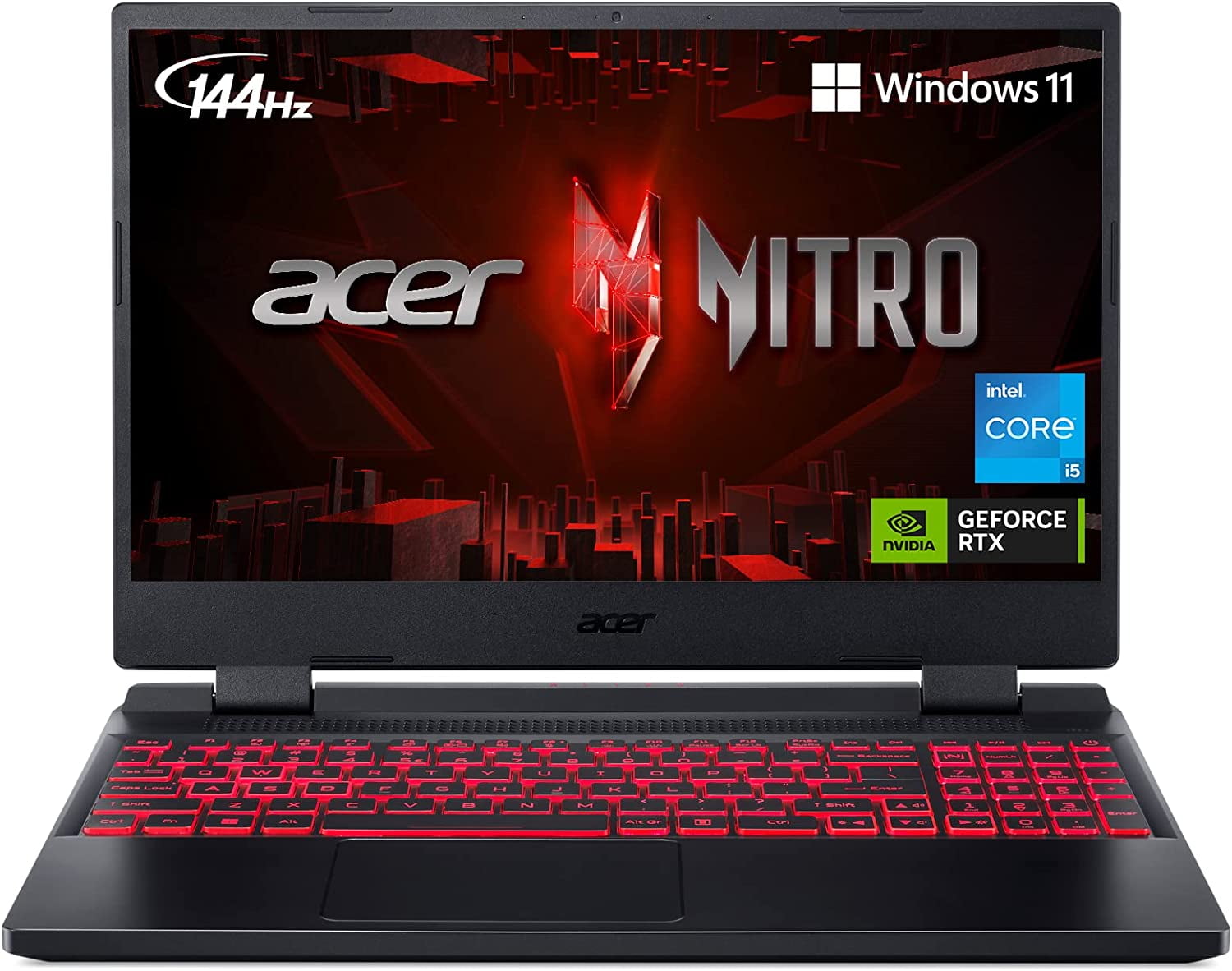 Restored Acer Nitro 5 Gaming Laptop 15.6 inch 16GB RAM 512GB SSD Intel Core i5-12450H RTX 3050Ti 144Hz FHD Display (Refurbished)