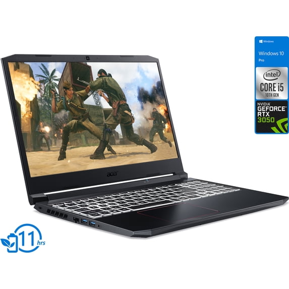 Acer Nitro 5 Gaming Laptop, 15.6" 144Hz FHD Display, Intel Core i5-10300H Upto 4.5GHz, 16GB RAM, 256GB NVMe SSD, NVIDIA GeForce RTX 3050, HDMI, Wi-Fi, Bluetooth, Windows 10 Pro