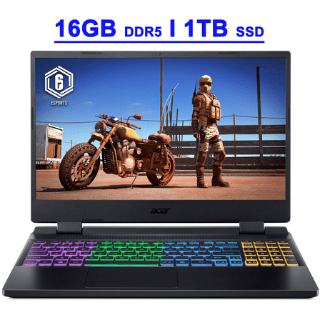 Acer Nitro 5 Premium Gaming Laptop 15.6" FHD IPS 165Hz Intel 10-core i7-12650H Processor 16GB DDR5 1TB SSD GeForce RTX 4060 8GB Graphic RGB Backlit Thunderbolt AX1650i Win11 Black