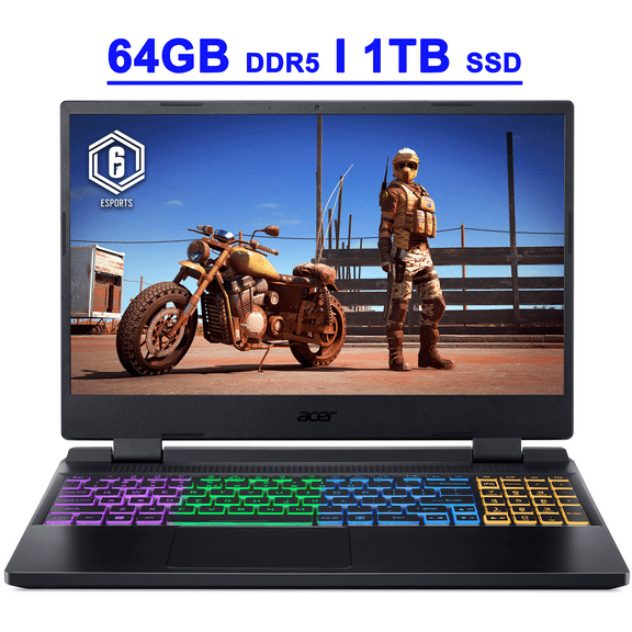 Acer Nitro 5 Premium Gaming Laptop 15.6" FHD IPS 165Hz Intel 10-core i7-12650H Processor 64GB DDR5 1TB SSD GeForce RTX 4060 8GB Graphic RGB Backlit Thunderbolt AX1650i Win11 Black