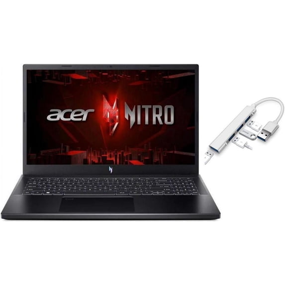 Acer Nitro V 15.6" FHD 144Hz Gaming Laptop | Intel Core i5-13420H 2.1GHz | NVIDIA GeForce RTX 4050 | Backlit | Camera | Black | 16GB RAM DDR5 | 1024GB SSD | Windows 11 Home | Bundle with USB 3.0 Hub