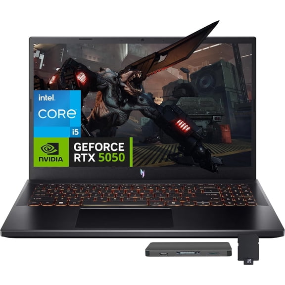 Acer Nitro V 15.6" FHD IPS 165Hz Gaming Laptop, Intel Core i5-13420H, NVIDIA GeForce RTX 5050 8GB GDDR7, 16GB RAM, 1TB SSD, Backlight Keyboard, Wi-Fi 6, Windows 11, Black, 1TB Docking Station Set
