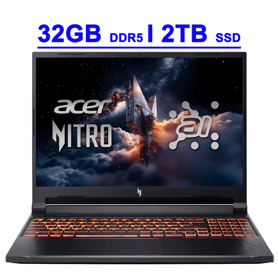 Acer Nitro V 16 AI Premium Gaming Laptop 16" WUXGA IPS 180Hz AMD Zen 4 Hexa-core Ryzen 5 240 32GB RAM 2TB SSD GeForce RTX 5050 (Up to 421 AI TOPS) Backlit Win11