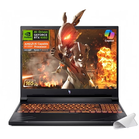 Acer Nitro V Gaming Laptop - 16" WUXGA 165Hz Display, AMD Ryzen 7 8845HS Octa-Core AI Capable Processor, NVIDIA GeForce RTX 4060, Mux Switch, Copilot in Windows, w/Mouse Pad (16GB RAM |1TB PCIe SSD)