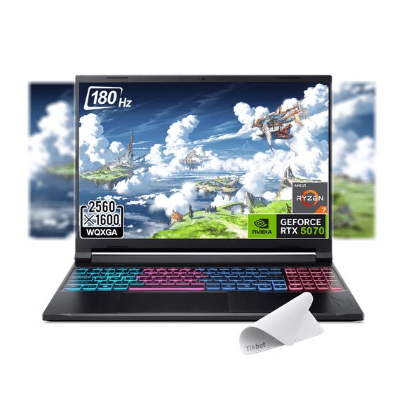 Acer Nitro V Slim 16" Gaming Laptop, AMD Ryzen 7 260, RTX 5070, 16GB RAM, 1TB SSD, IPS display (2560 x 1600),Backlit KB, Wi-Fi 6, W/mouse pad
