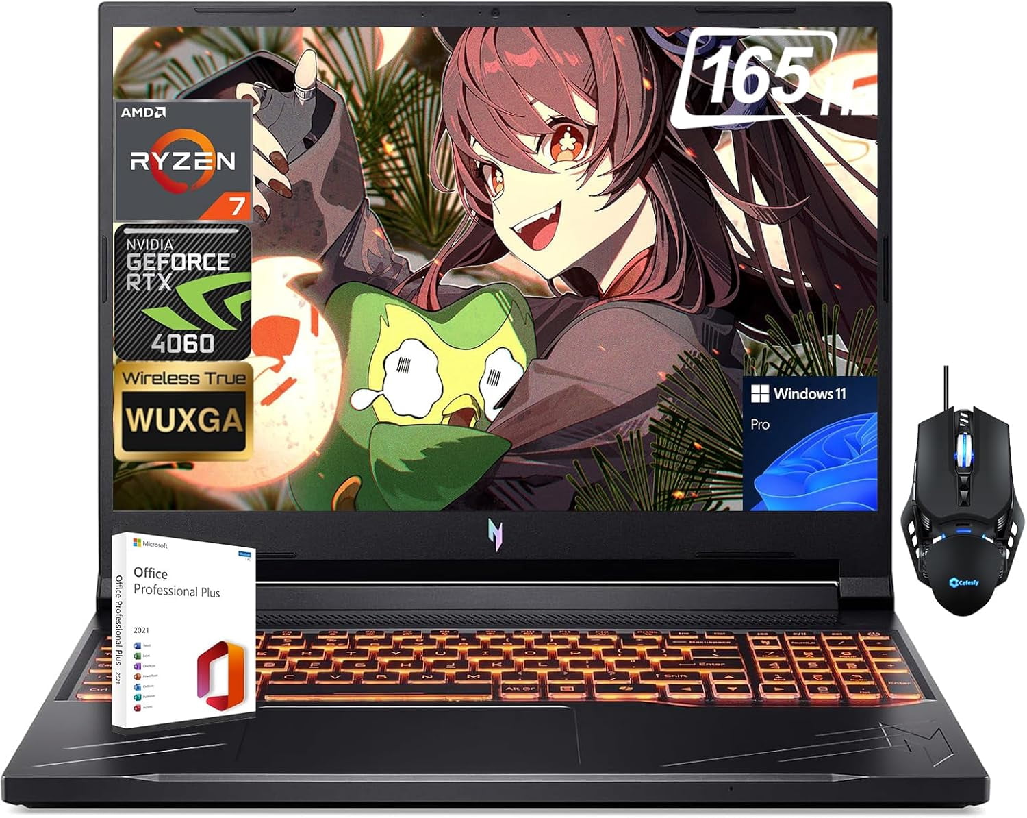 Acer Nitro V16 Gaming Laptop - 16" 165Hz WUXGA AMD Ryzen 7-8845HS, NVIDIA GeForce RTX 4060, 32GB DDR5 RAM, 1TB SSD, Microsoft Office Lifetime License & Windows 11 Pro