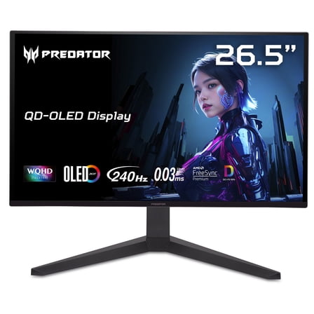 Acer Predator 26.5" WQHD (2560 x 1440) QD-OLED Gaming Monitor, AMD FreeSync Premium Technology, 240Hz, Up to 0.03ms, Black, X27U W1bmiipprx