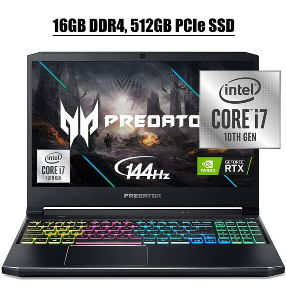 Acer Predator Helios 300 2020 Newest Gaming Laptop I 15.6" FHD IPS 144Hz I Intel Hexa-Core i7-10750H I 16GB DDR4 512GB&nbsp;PCIe&nbsp;SSD I 6GB RTX 2060 RGB Backlit Win 10
