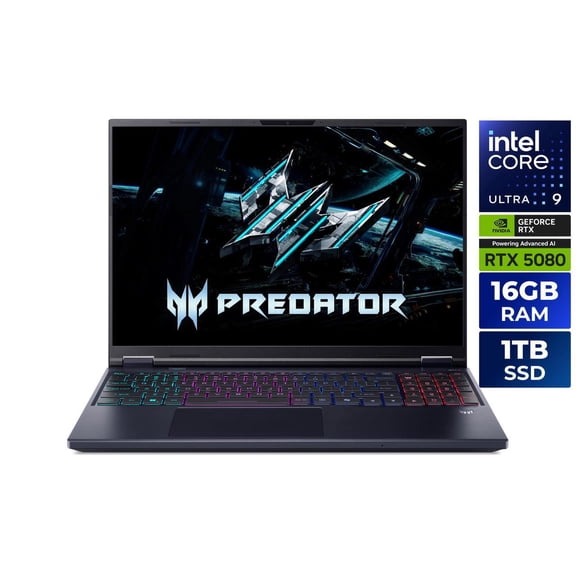 Acer Predator Helios Neo 16 AI - 16.0" WQXGA 180 Hz - Intel Core Ultra 9 290HX Plus - GeForce RTX 5080 Laptop GPU - 16GB Memory DDR5 6400 - 1TB NVMe SSD - Windows 11 Home (NH.U5TAA.001 )