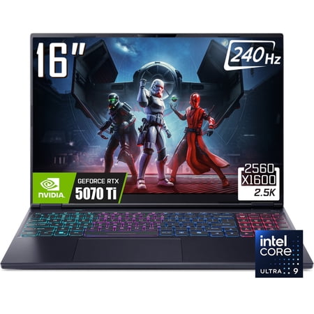 Acer Predator Helios Neo 16 AI Gaming Laptop, 16" 2560 x 1600 2.5K 240Hz OLED Display, Intel Core Ultra 9 275HX, NVIDIA GeForce RTX 5070 Ti, RGB Backlit KB, Win11 Home(16GB DDR5 | 1TB SSD)