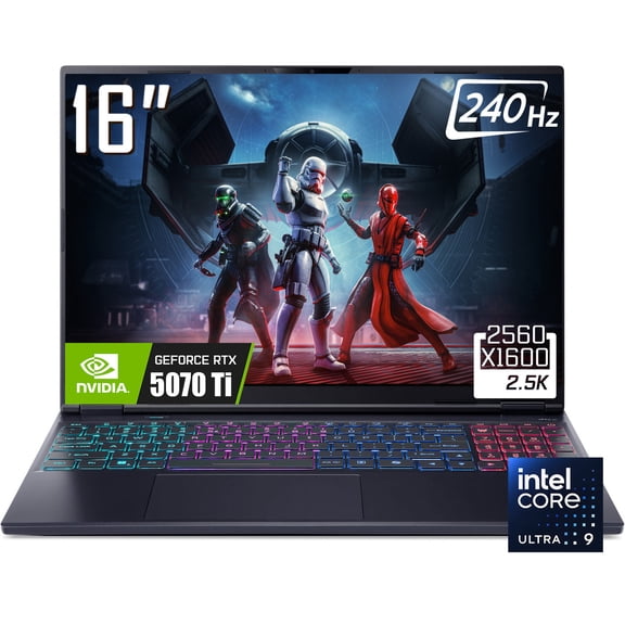 Acer Predator Helios Neo 16 AI Gaming Laptop, 16" 2560 x 1600 2.5K 240Hz OLED Display, Intel Core Ultra 9 275HX, NVIDIA GeForce RTX 5070 Ti, RGB Backlit KB, Win11 Home(16GB DDR5 | 1TB SSD)