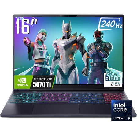 Acer Predator Helios Neo 16 AI Gaming Laptop, 16" 2560 x 1600 2.5K 240Hz OLED Display, Intel Core Ultra 9 275HX, NVIDIA GeForce RTX 5070 Ti, RGB Backlit KB, Win11 Home(16GB DDR5 / 1TB SSD)