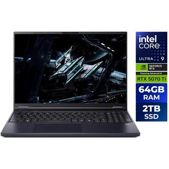 Acer Predator Helios Neo 16 AI - 16.0" GeForce RTX 5070 Ti Laptop GPU - 2.10 GHz - Intel Core Ultra 9 275HX 64GB Memory - 2 TB PCIe SSD - Windows 11 Home Gaming Laptop - 240 Hz IPS (PHN16-73-95NT )