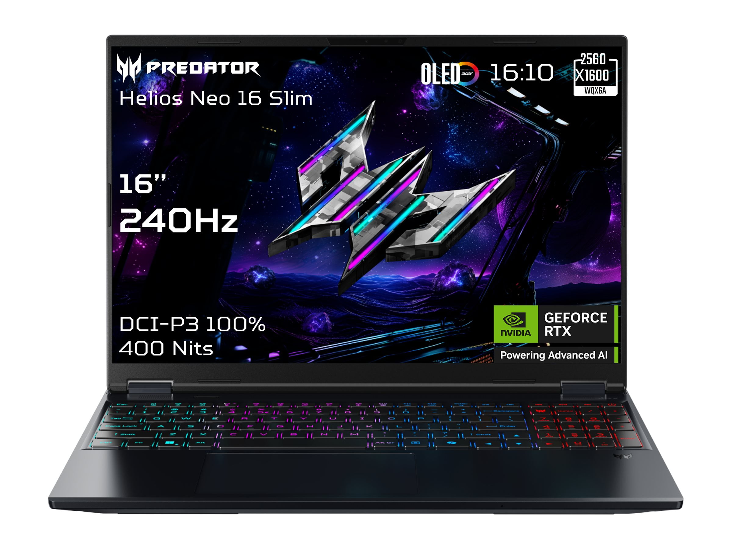 Acer Predator Helios Neo 16S AI PHN16S-71 - Intel Core Ultra 9 - 275HX / up to 5.4 GHz - Win 11 Home - GeForce RTX 5070 Ti - 32 GB RAM - 1.024 TB SSD NVMe - 16" OLED 2560 x 1600 (WQXGA) @ 240 Hz - 5 Gigabit Ethernet - Wi-Fi 6E, Bluetooth - abyssal black - kbd: US Intl
