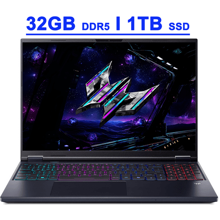 Acer Predator Helios Neo 16S AI Premium Gaming Laptop 16" 2560x1600 OLED 240Hz (100% DCI-P3) Intel 24-core Ultra 9 275HX 32GB DDR5 1TB SSD GeForce RTX 5070 Ti DLSS4 (Up to 992 AI TOPS) Win11 Copilot