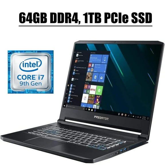 Acer Predator Triton 500 2020 Latest Gaming Laptop Computer I 15.6" FHD 144 Hz I Intel 6-Core i7-9750H I 64GB DDR4 1TB PCIe SSD I 6G NVIDIA RTX 2060 Thunderbolt 3 RGB Backlit KB Win 10 Pro