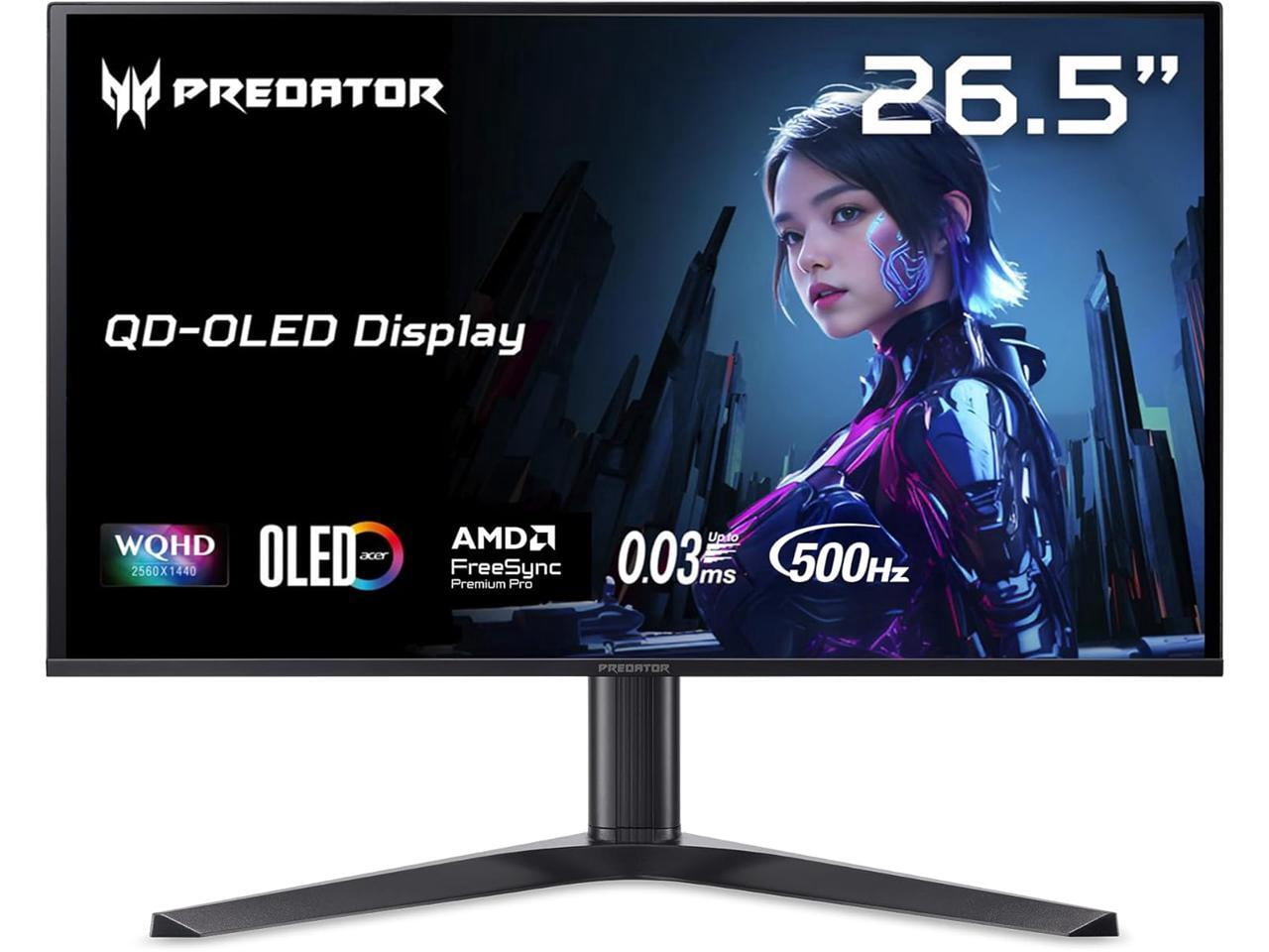 Acer Predator 26.5" WQHD (2560 x 1440) QD-OLED Gaming Monitor, AMD FreeSync Premium Pro Technology, 500Hz, Up to 0.03ms, Black, X27U F5bmiippruzx