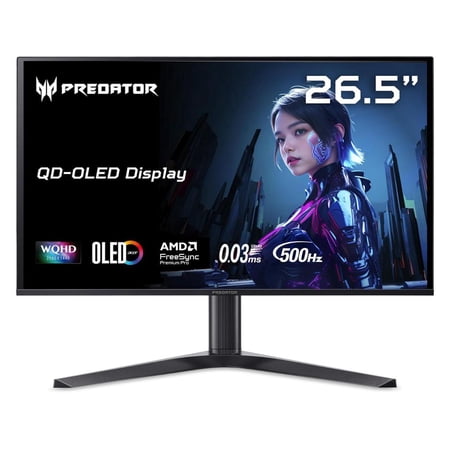Acer Predator 26.5" WQHD (2560 x 1440) QD-OLED Gaming Monitor, AMD FreeSync Premium Pro Technology, 500Hz, Up to 0.03ms, Black, X27U F5bmiippruzx