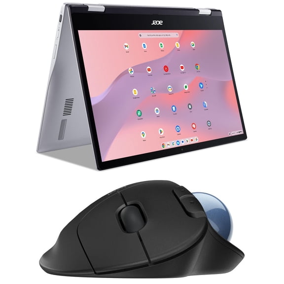 Acer Spin 513 Qualcomm 4GB/64GB Chromebook, 13.3" FHD IPS Multi-Touch, Qualcomm Snapdragon 7c, 4GB LPDDR4X, 64GB eMMC, CP513-1H-S60F and Logitech Ergonomic Wireless Trackball Mouse