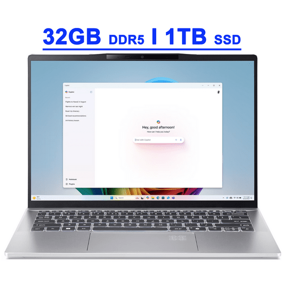Acer Swift 14 AI Premium Copilot+ AI PC Laptop 14" WUXGA Matte Touchscreen AMD 10-core Ryzen AI 9 365 (Up to 50 NPU TOPS - Up to 73 GPU TOPS) 32GB DDR5 1TB SSD Backlit Fingerprint Wi-Fi 7 Win11