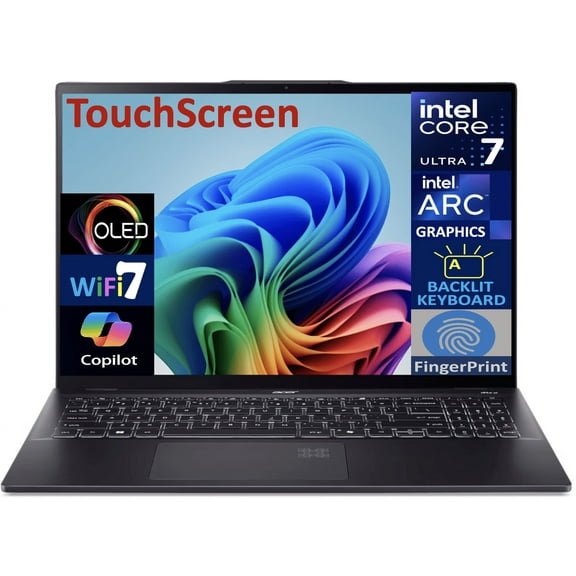 Acer Swift 16 AI AI PC Laptop 16.0in Touchscreen OLED 2.8K Display (Intel Ultra 7-256V, 16GB LPDDR5X, 1TB PCIe SSD, Intel Arc, Backlit KB, Fingerprint, 2 Thunderbolt 4, WiFi 7, Webcam, Win 11 Pro)