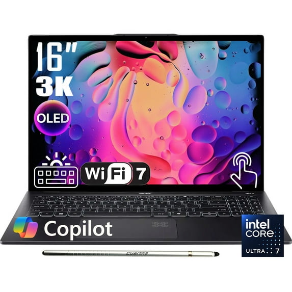 Acer Swift 16 AI Laptop, 16" 3K 120Hz OLED Touchscreen, Intel Core Ultra 7 Series 2, 16GB RAM,2TB SSD,Copilot PC, Backlit Keyboard, Fingerprint, Wi-Fi 7, Windows 11 Home, Ice Black