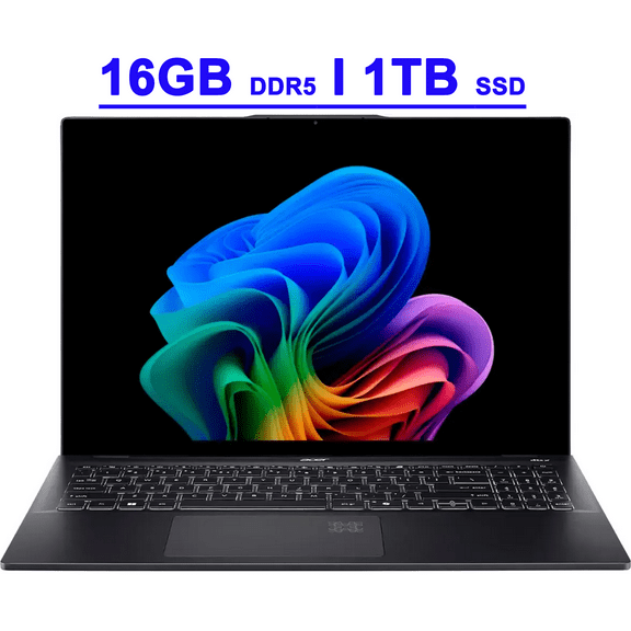 Acer Swift 16 AI Premium AI Copilot+ PC Laptop 16" 3k OLED Touch (100% DCI-P3) Intel 8-core Ultra 7 Series 2 256V 16GB DDR5 1TB SSD Backlit Fingerprint 1440p QHD IR Camera Win11