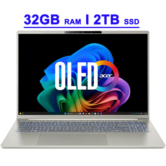 Acer Swift 16 AI Premium Business and Creator Laptop 16" 2k WUXGA OLED Touch Intel 8-core Ultra 7 355 ( Up to 49 TOPS) 32GB RAM 2TB SSD Backlit Thunderbolt Wi-Fi7 Win11