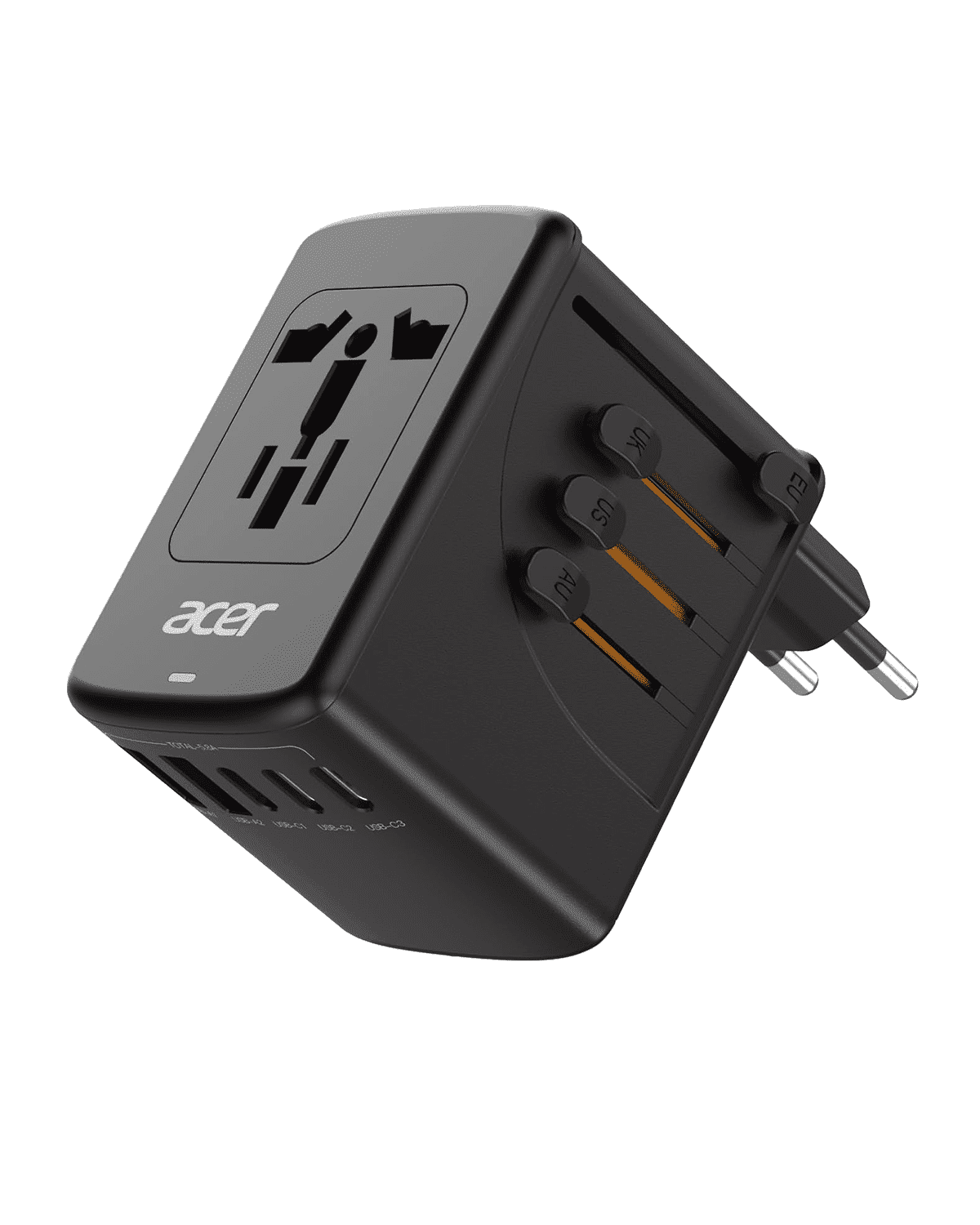 Acer Universal Travel Plug Adapters - International Power Adapter with 5 USB Ports (3 USB C) 5.8A, Worldwide Outlet Charger for USA to European UK France Germany Spain, Type C/E/F/G/I/L/A, Black