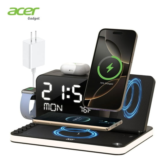 Acer 7 in 1 Wireless Charging Station: Wireless Charger iPhone Charging Station for Multiple Devices Apple - iPhone 17 16 15 14 13 12 11 Pro Max Apple Watch AirPods, Magsafe Charger Stand Samsung